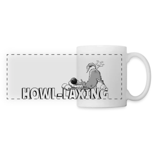 Loup qui pète - Humour animalier cartoon - Mug panoramique contrasté et blanc