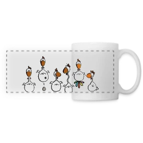 Maquette de Mug panoramique contrasté et blanc « Poules folles - Verrückte Hühner » à imprimer et personnaliser