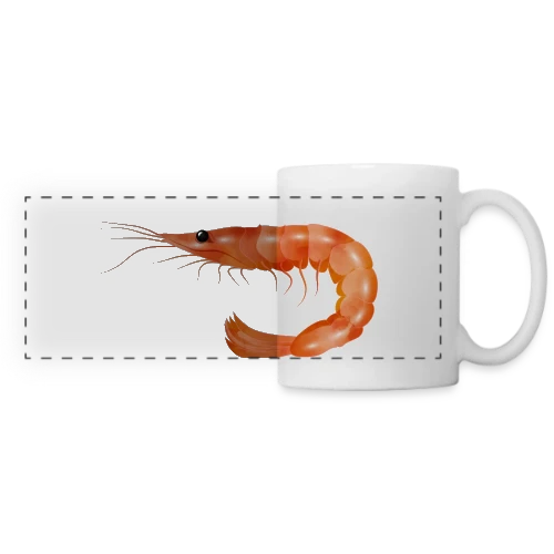 Crevette Rose Scampi Style Croquis - Mug panoramique contrasté et blanc