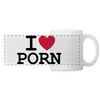 Je aime porno - Mug panoramique contrasté et blanc - blanc - Devant