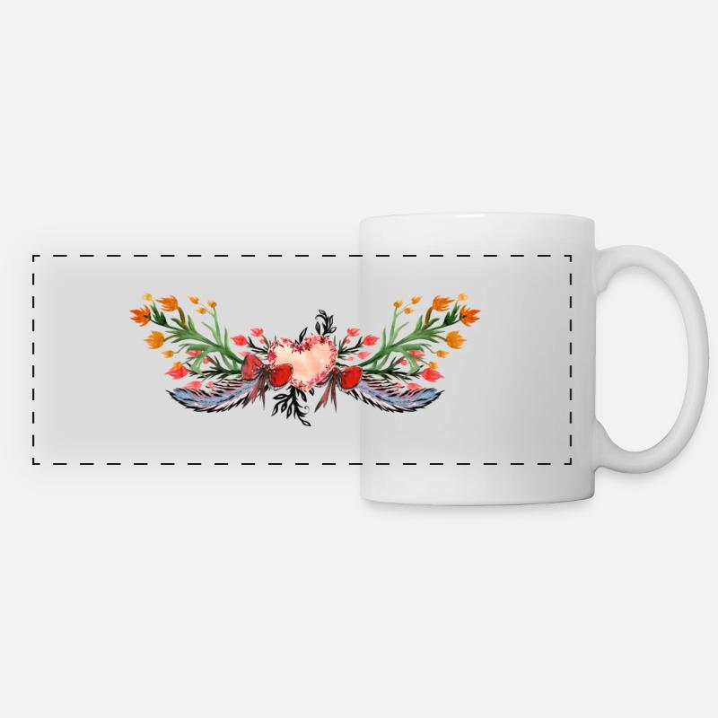 Fleurs - Mug panoramique contrasté et blanc - blanc