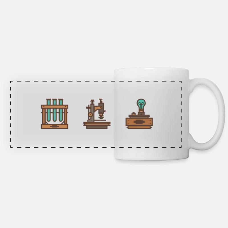 Retro Science Icon Set - Mug panoramique contrasté et blanc - blanc
