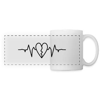Coeur ekg noir - Mug panoramique contrasté et blanc - blanc - Devant