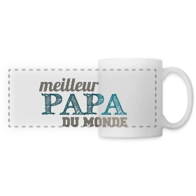 Maquette de Mug panoramique contrasté et blanc « T-shirt Le Meilleur Papa du Monde - Cadeau Fête des Pères Original » à imprimer et personnaliser