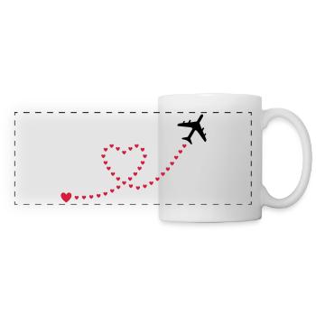★ Designfarben änderbar ★ Flugzeug, Herzen - Panoramatasse - Weiß - Vorne