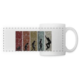 Maquette de Mug panoramique contrasté et blanc « Évolution Rétro Skateboarder » à imprimer et personnaliser