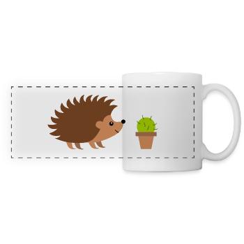 Igel mit Kaktus - Panoramatasse - Weiß - Vorne