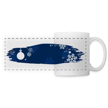 Snowflakes, stars and a Christmas ball - Panoramic Mug - white - Front