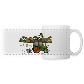Maquette de Mug panoramique contrasté et blanc « Passion Tracteur » à imprimer et personnaliser