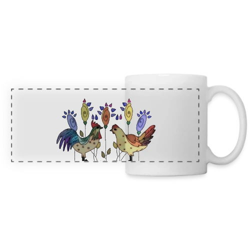 Duo Fermier Coq & Poule - Mug panoramique contrasté et blanc