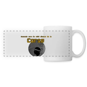 Maquette de Mug panoramique contrasté et blanc « Corse : Le Côté Obscur de l'Île de Beauté » à imprimer et personnaliser