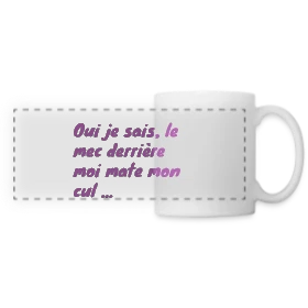 Maquette de Mug panoramique contrasté et blanc « Humour Fessier Rose » à imprimer et personnaliser