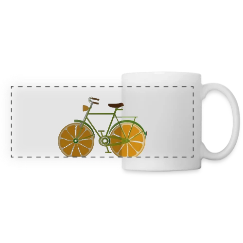 T-shirt Vélo Fruitix : L'Original Fun aux Roues Oranges - Mug panoramique contrasté et blanc