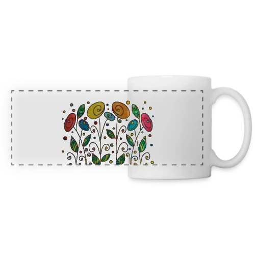 Fleurs Éclatantes - Mug panoramique contrasté et blanc