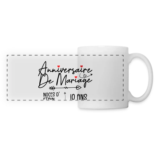 Anniversaire Mariage Noces Étain - Mug panoramique contrasté et blanc