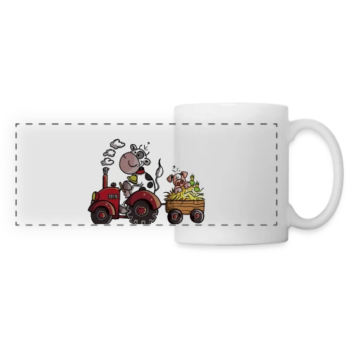 La Vache au Volant, le Cochon à Bord - T-shirt Agricole Fun - Mug panoramique contrasté et blanc