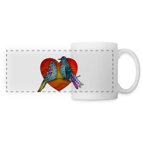 Maquette de Mug panoramique contrasté et blanc « Envol Poétique des Oiseaux » à imprimer et personnaliser