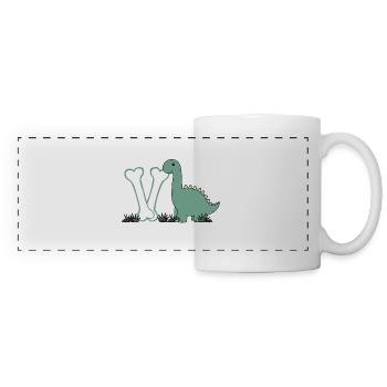 Lettre V - Mug panoramique contrasté et blanc - blanc - Devant