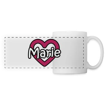Marie nom de famille prénom nom de jeune fille coeur nom jour - Mug panoramique contrasté et blanc - blanc - Devant