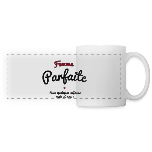 Femme Parfaite : Mes défauts ? Quels défauts ? - Mug panoramique contrasté et blanc