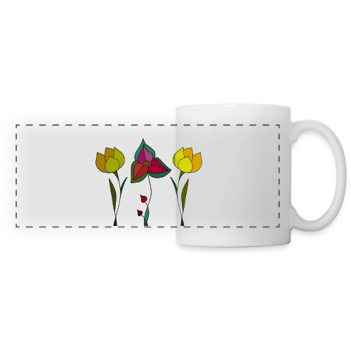 Jardin Fleuri Délicat - Mug panoramique contrasté et blanc