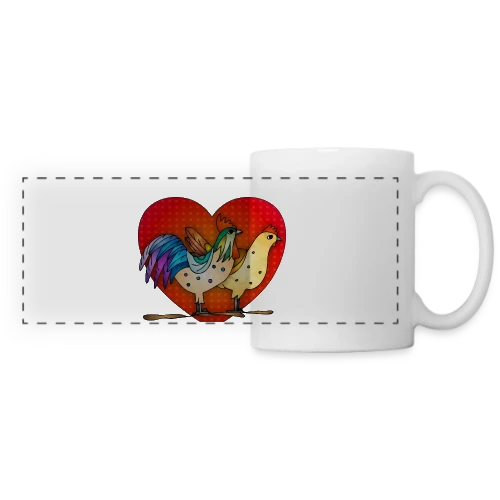 Duo Coq et Poule Champêtre - Mug panoramique contrasté et blanc
