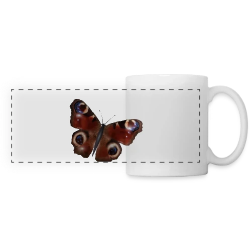 Élégance du Papillon Paon - Mug panoramique contrasté et blanc