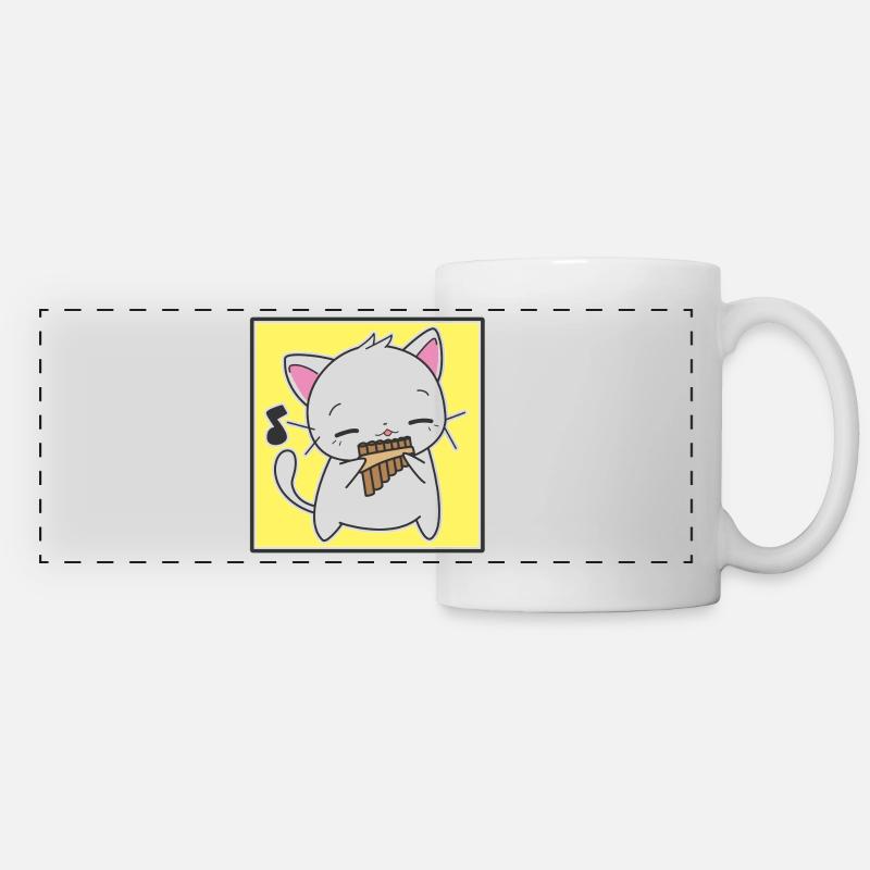 Chat flûte - Mug panoramique contrasté et blanc - blanc