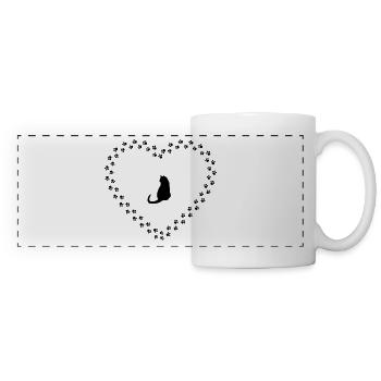 Chat avec coeur de pattes - Mug panoramique contrasté et blanc - blanc - Devant