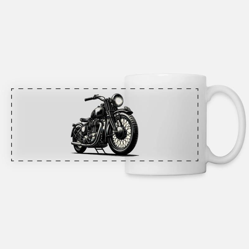 Conception De Moto, Vintage - Mug panoramique contrasté et blanc - blanc