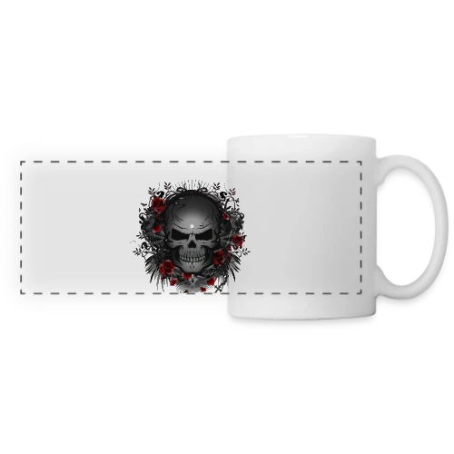 Crâne Gothique Mystique aux Roses Rouges - Mug panoramique contrasté et blanc
