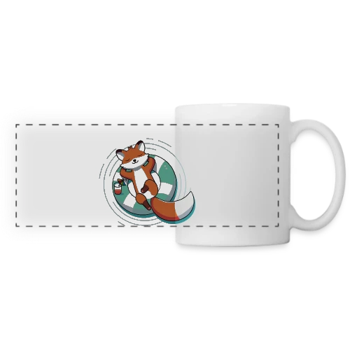 Renard Chill' en Bouée Tropicale - Mug panoramique contrasté et blanc