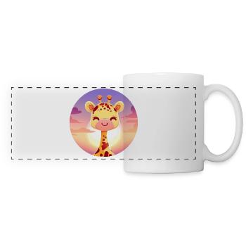 Cute sleeping giraffe in sunset - Panoramic Mug - white - Front