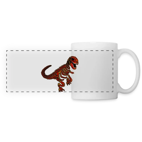 T-Rex Fossile Rouge Éclatant - Mug panoramique contrasté et blanc