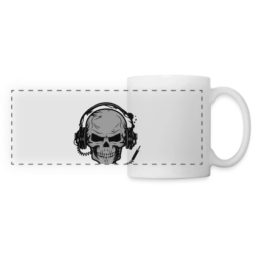 Tête de Mort Casque Audio - Esprit Rock - Mug panoramique contrasté et blanc