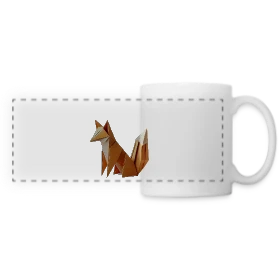 Maquette de Mug panoramique contrasté et blanc « Renard Origami Géométrique » à imprimer et personnaliser