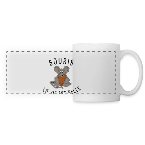 T-shirt Souris : La Vie est Belle ! - Mug panoramique contrasté et blanc