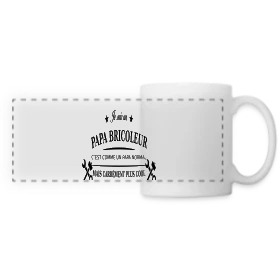 Maquette de Mug panoramique contrasté et blanc « Papa Bricoleur Expert » à imprimer et personnaliser