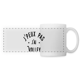 Maquette de Mug panoramique contrasté et blanc « T-shirt J'peux pas j'ai Volley - Humour Sportif » à imprimer et personnaliser