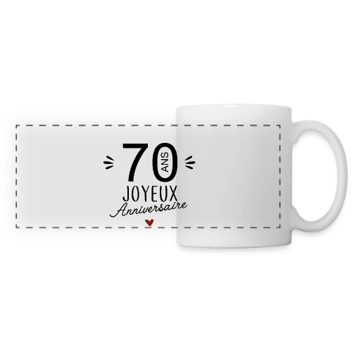 T-Shirt Anniversaire 70 Ans : L'Âge d'Or Célébré - Mug panoramique contrasté et blanc