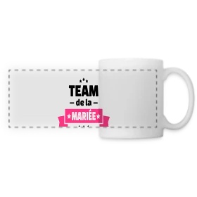 Maquette de Mug panoramique contrasté et blanc « Team de la Mariée : EVJF Inoubliable entre Amies » à imprimer et personnaliser
