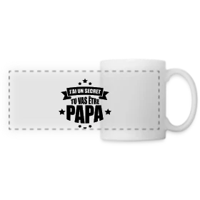 Maquette de Mug panoramique contrasté et blanc « J'ai un Secret : Tu Vas Être Papa ! Annonce Surprise » à imprimer et personnaliser