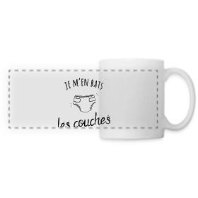 Maquette de Mug panoramique contrasté et blanc « T-shirt Humour "Je M'en Bats Les Couches" - Idée Cadeau Drôle » à imprimer et personnaliser