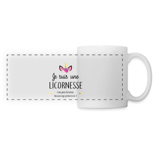 T-shirt Licornesse : Moitié Licorne, Moitié Princesse - Mug panoramique contrasté et blanc