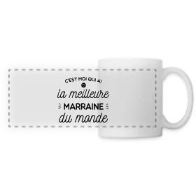 Maquette de Mug panoramique contrasté et blanc « Ma Super Marraine » à imprimer et personnaliser