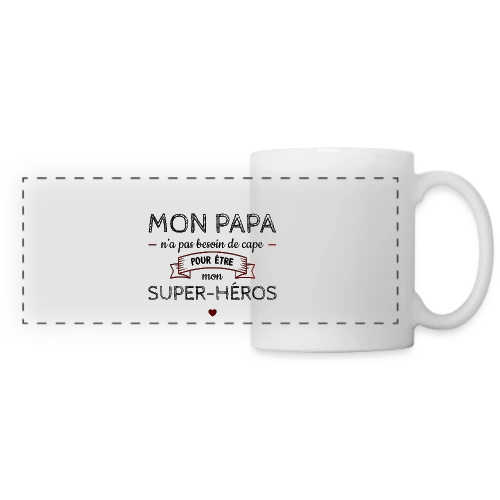 Mon Papa, Mon Super-Héros Sans Cape - Mug panoramique contrasté et blanc