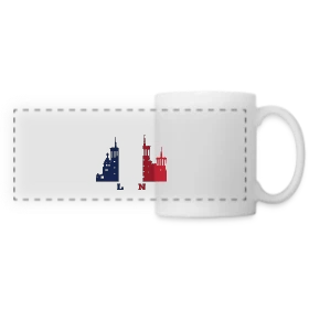 Maquette de Mug panoramique contrasté et blanc « Lyon Monuments Drapeau » à imprimer et personnaliser