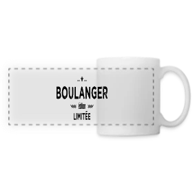 Maquette de Mug panoramique contrasté et blanc « Maître Boulanger - Édition Limitée » à imprimer et personnaliser