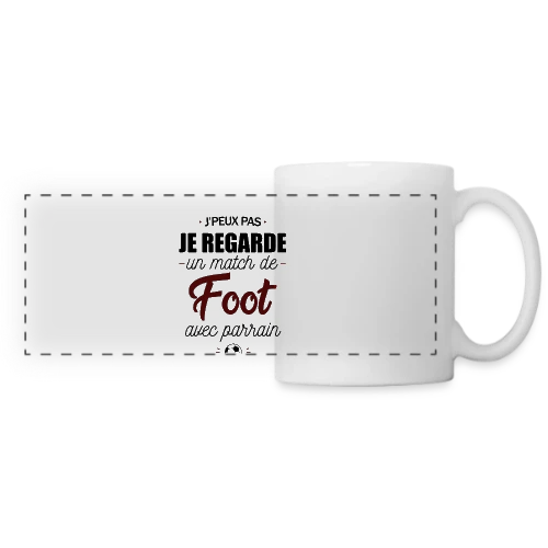 J'peux pas, j'ai match de foot avec Parrain ! - Mug panoramique contrasté et blanc