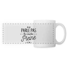 Maquette de Mug panoramique contrasté et blanc « Je Ne Parle Pas La Couche Pleine » à imprimer et personnaliser